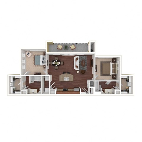 Floor plan for 2 beds, 2 baths