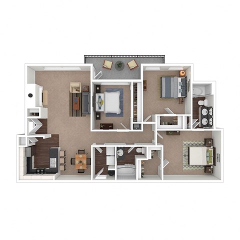 Floor plan for 3 beds, 2 baths, 1436 sqft