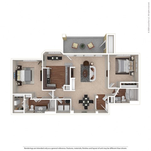 Floor plan for 2 beds, 2 baths, 1146 sqft