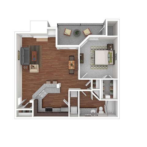 Floor plan for 1 bed, 1 bath, 787 sqft