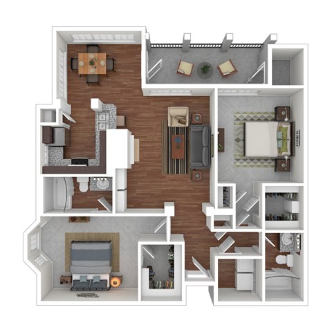 Floor plan for 2 beds, 2 baths, 1140 sqft