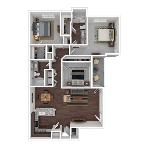 Floor plan for 3 beds, 2 baths, 1413 sqft