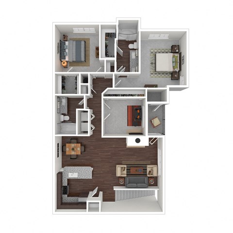 Floor plan for 3 beds, 2 baths, 1413 sqft