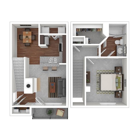 Floor plan for 1 bed, 1 bath, 777 sqft