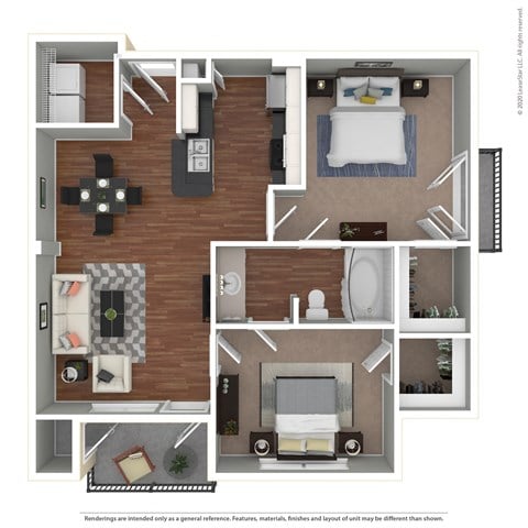 Floor plan for 2 beds, 1 bath, 780 sqft