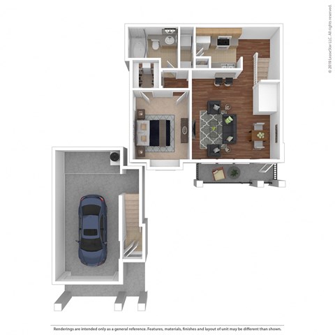 Floor plan for 1 bed, 1 bath, 785 sqft