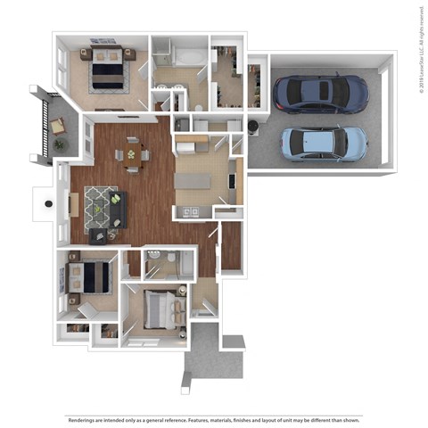 Floor plan for 3 beds, 2 baths, 1586 sqft
