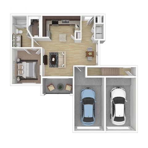 Floor plan for 1 bed, 1 bath, 790 sqft