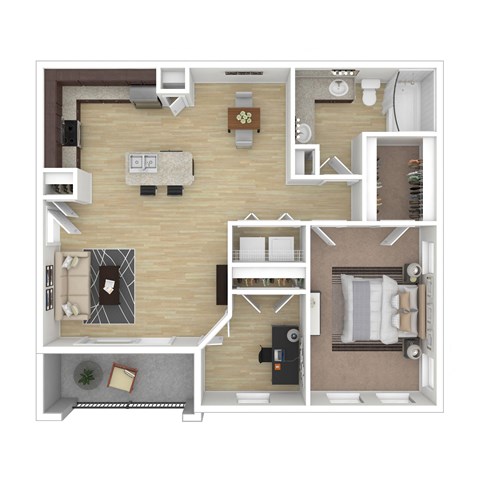 Floor plan for 1 bed, 1 bath, 946 sqft