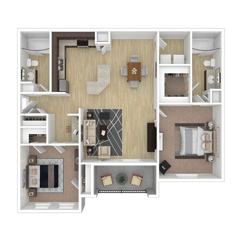 Floor plan for 2 beds, 2 baths, 1131 sqft