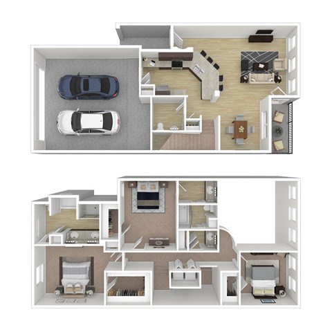 Floor plan for 3 beds, 2.5 baths, 1696 sqft