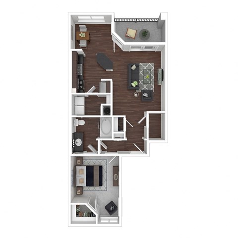 Floor plan for 1 bed, 1 bath, 814 sqft