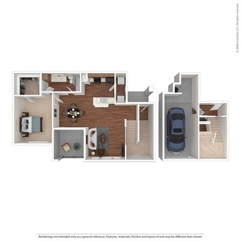 Floor plan for 1 bed, 1 bath, 832 sqft
