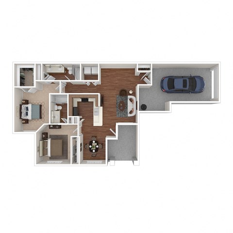 Floor plan for 2 beds, 2 baths, 1208 sqft