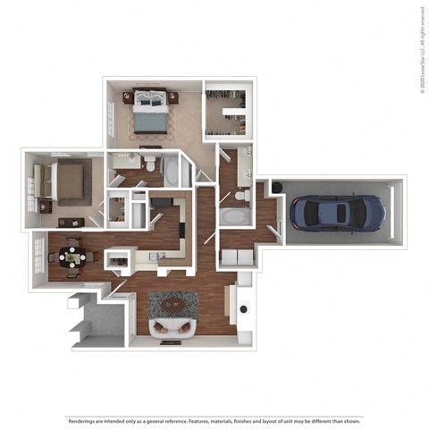 Floor plan for 2 beds, 2 baths, 1337 sqft