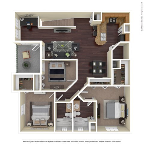 Floor plan for 3 beds, 2 baths, 1322 sqft