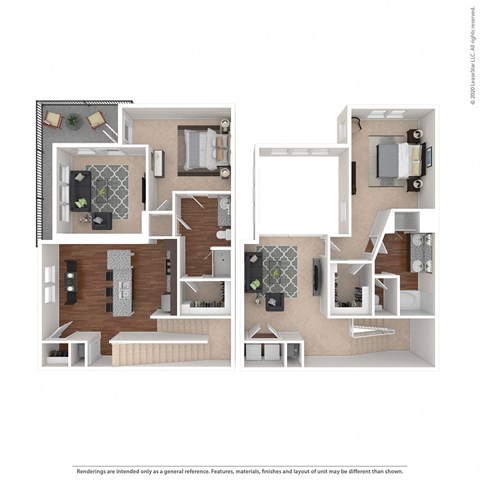 Floor plan for 2 beds, 2 baths, 1712 sqft