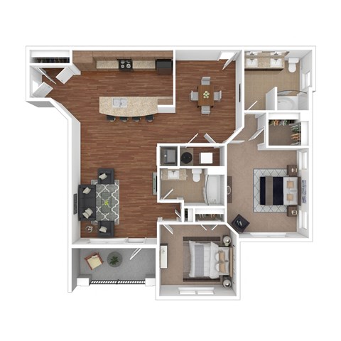 Floor plan for 2 beds, 2 baths, 1321 sqft