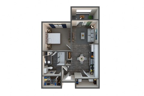 Floor plan for studio, 1 bath, 598 sqft