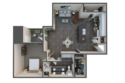 Floor plan for 1 bed, 1 bath, 976 sqft