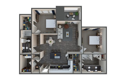 Floor plan for 2 beds, 2 baths, 1209 sqft
