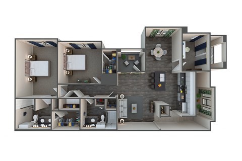 Floor plan for 2 beds, 2 baths, 1469 sqft
