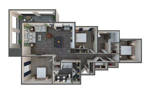 Floor plan for 3 beds, 2 baths, 1341 sqft