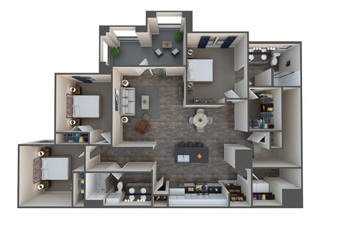 Floor plan for 3 beds, 2 baths, 1582 sqft