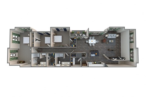 Floor plan for 3 beds, 2 baths, 1989 sqft