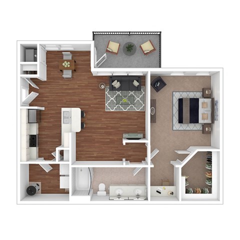 Floor plan for 1 bed, 1 bath, 865 sqft