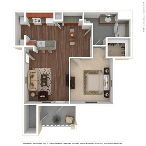 Floor plan for 1 bed, 1 bath, 780 sqft