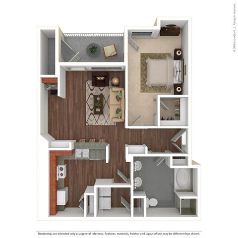 Floor plan for 1 bed, 1 bath, 814 sqft