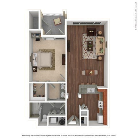 Floor plan for 1 bed, 1 bath, 814 sqft