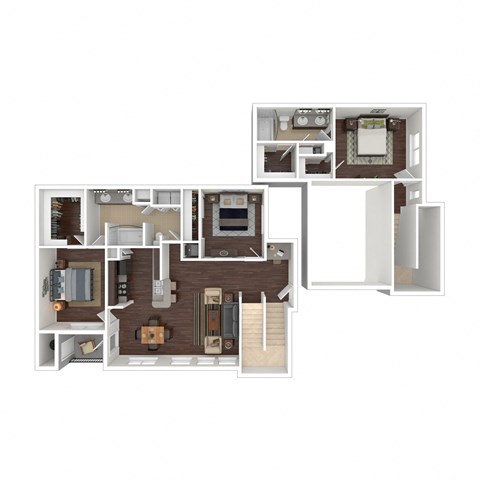 Floor plan for 3 beds, 2 baths, 1645 sqft