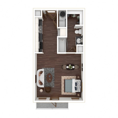 Floor plan for studio, 1 bath, 528 sqft