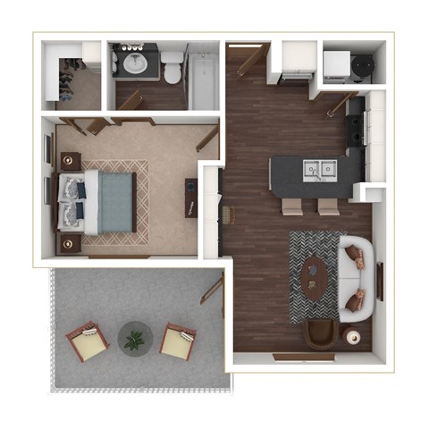 Floor plan for 1 bed, 1 bath, 503 sqft