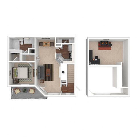 Floor plan for 1 bed, 1 bath, 1082 sqft