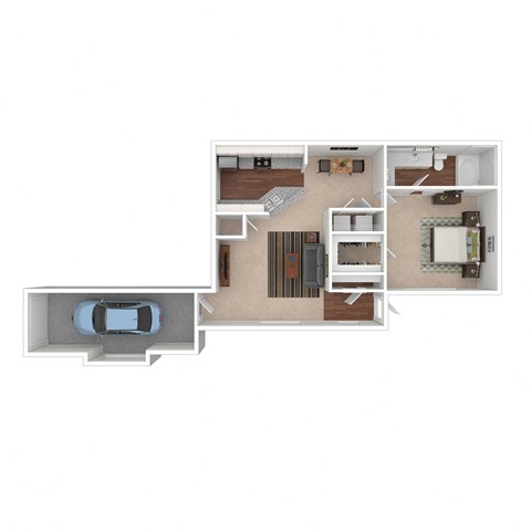Floor plan for 1 bed, 1 bath, 785 sqft