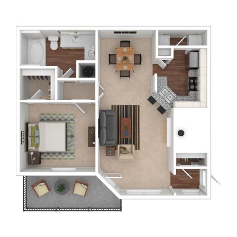 Floor plan for 1 bed, 1 bath, 825 sqft
