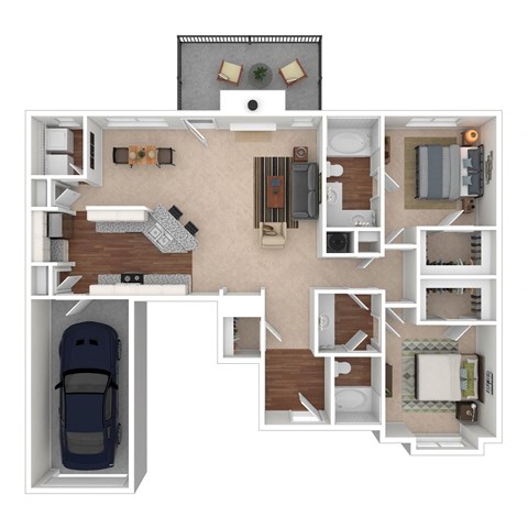 Floor plan for 2 beds, 2 baths, 1425 sqft