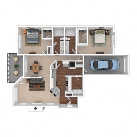 Floor plan for 2 beds, 2 baths, 1480 sqft