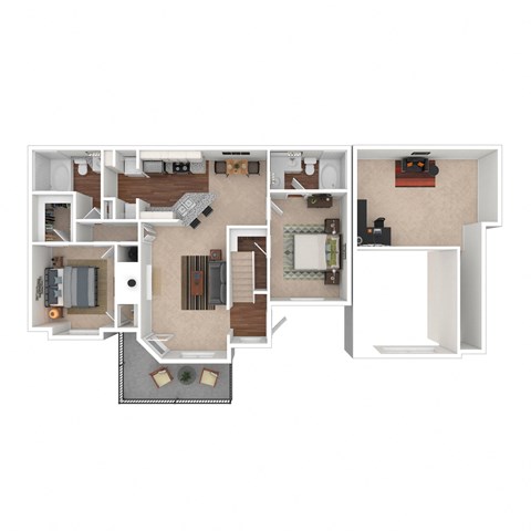 Floor plan for 2 beds, 2 baths, 1553 sqft