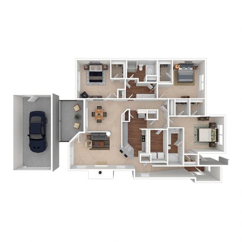 Floor plan for 3 beds, 2 baths, 1930 sqft