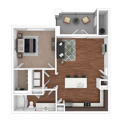 Floor plan for 1 bed, 1 bath, 670 sqft