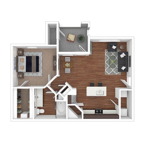 Floor plan for 1 bed, 1 bath, 765 sqft
