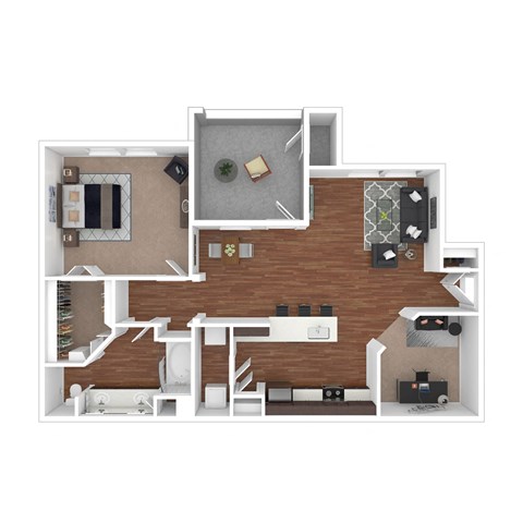 Floor plan for 1 bed, 1 bath, 925 sqft