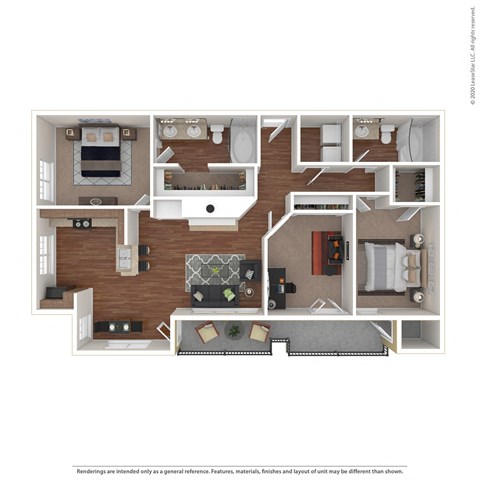 Floor plan for 3 beds, 2 baths, 1328 sqft