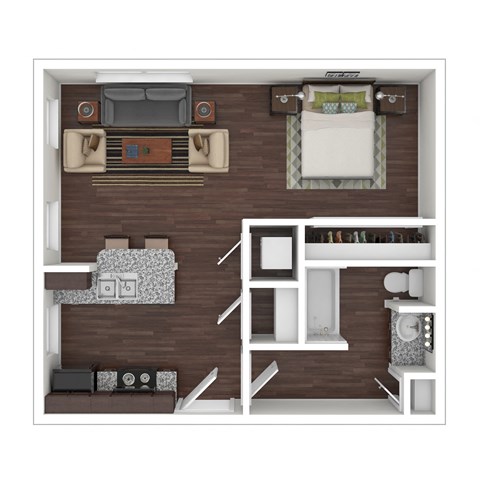 Floor plan for studio, 1 bath, 515 sqft