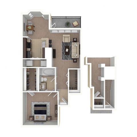 Floor plan for 1 bed, 1 bath, 860 sqft