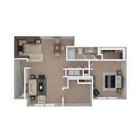 Floor plan for 1 bed, 1 bath, 1020 sqft